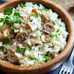 RISOTO DE ERVILHAS E CHAMPIGNONS