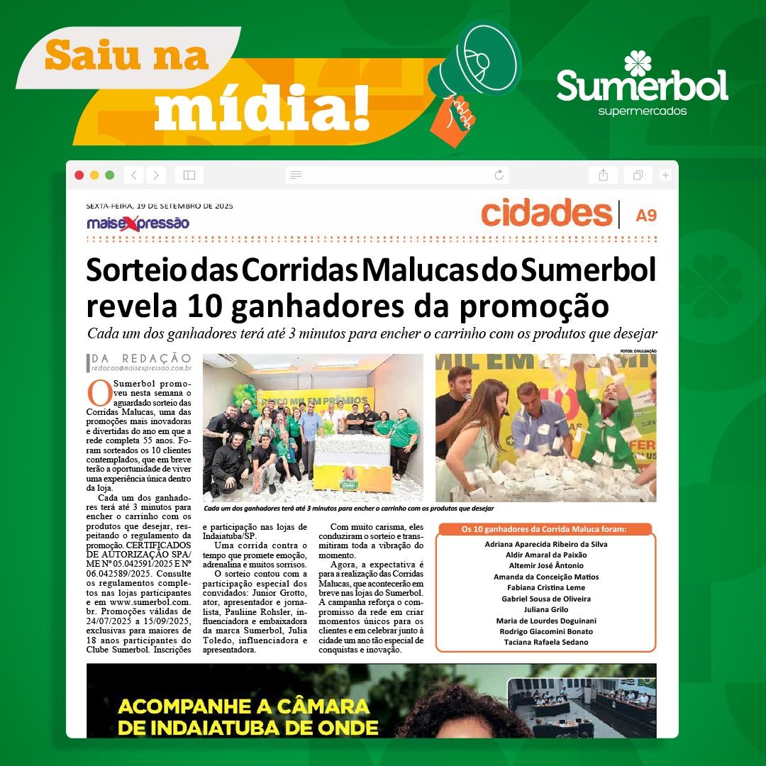 Sumerbol na mídia! Corridas Malucas ganham destaque no jornal Mais Expressão
